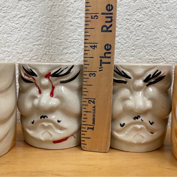 Lot 4 Rare Otagiri Japan Kabuki Mask 3D Face Tiki Mug Ceramic Drinking Glasses - Picture 11 of 16